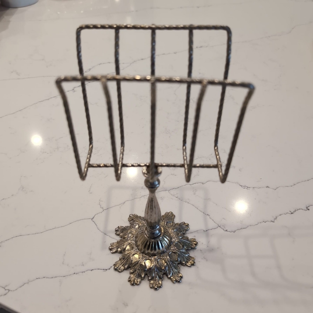 Vintage 50s 60s French Solid Brass Baroque Renaissance Book Napkin Letter Holder - Picture 2 of 5